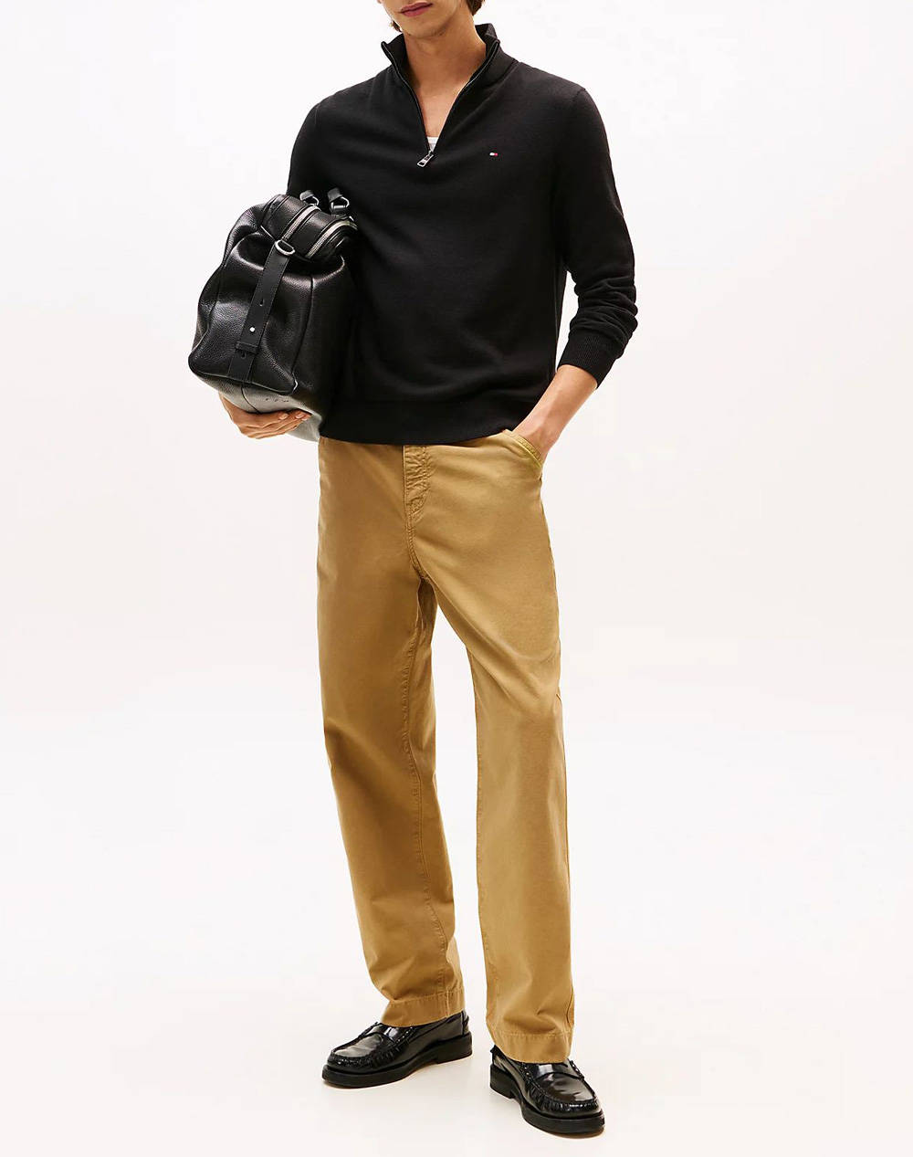TOMMY HILFIGER PIMA ORG CTN CASHMERE ZIP MOCK