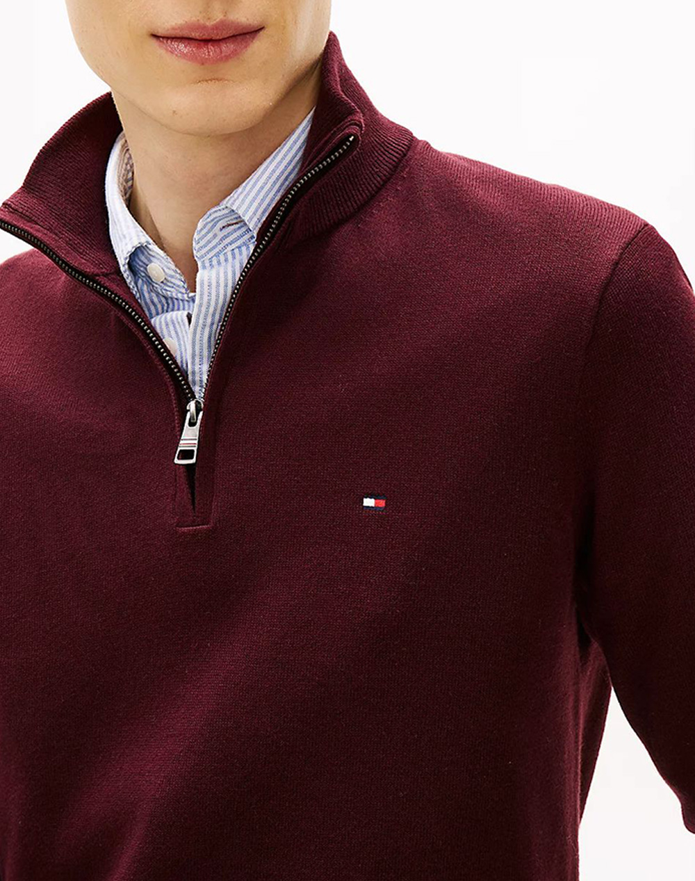 TOMMY HILFIGER PIMA ORG CTN CASHMERE ZIP MOCK