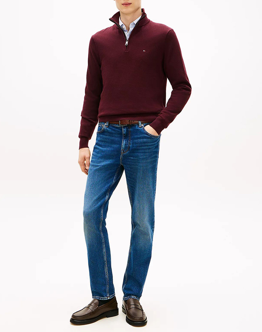 TOMMY HILFIGER PIMA ORG CTN CASHMERE ZIP MOCK