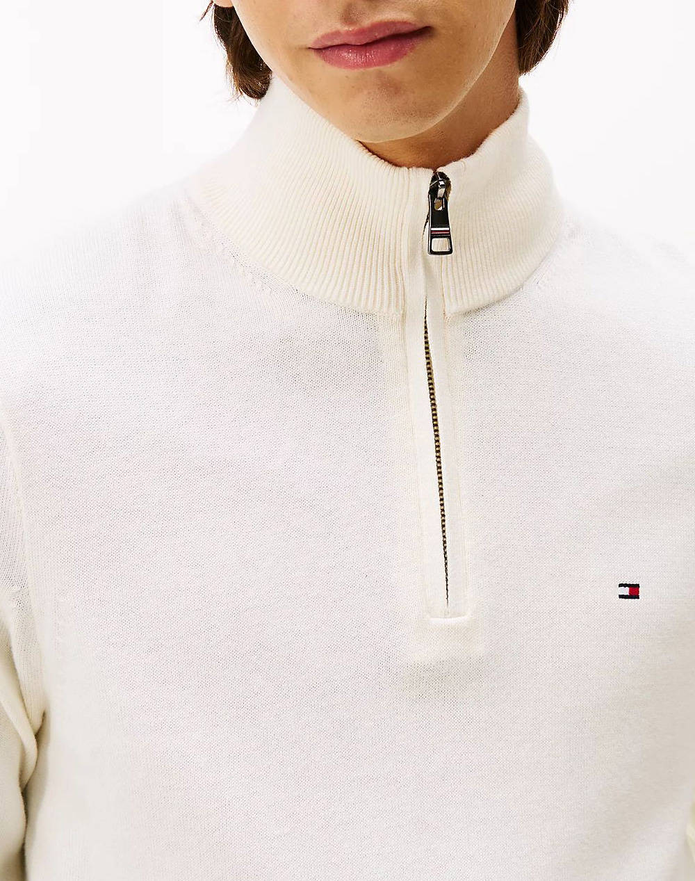 TOMMY HILFIGER PIMA ORG CTN CASHMERE ZIP MOCK