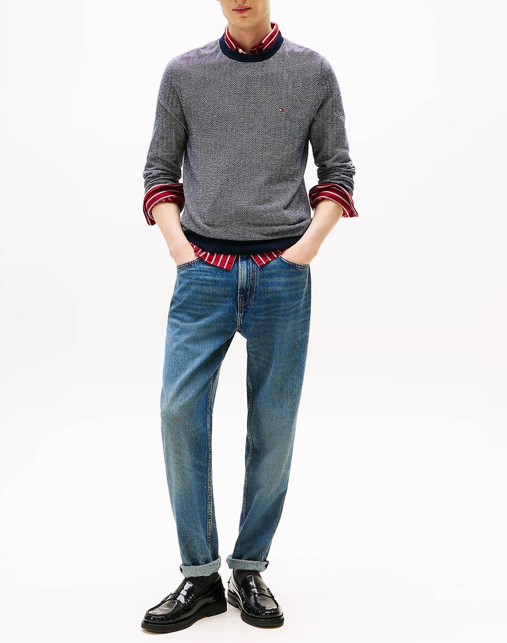 TOMMY HILFIGER PIMA CTN CASH HERRINGBONE CREW