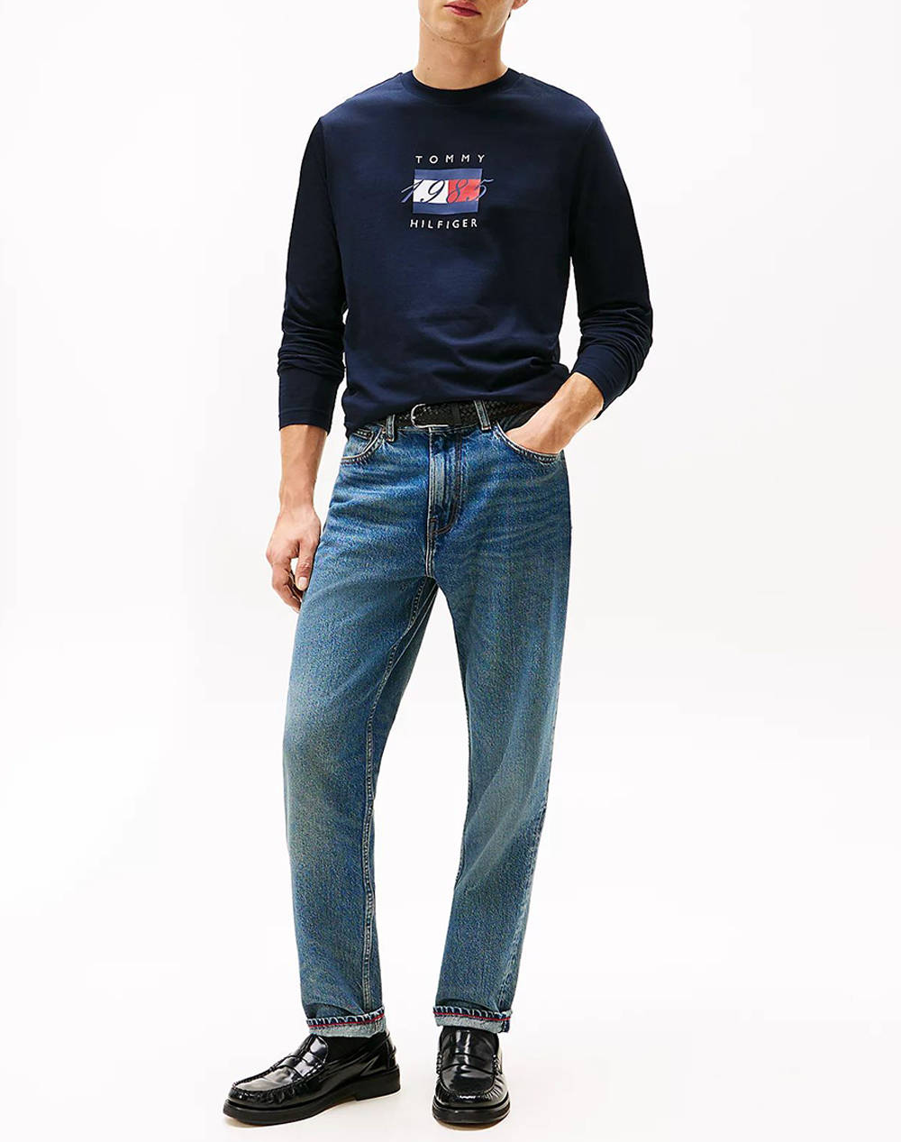 TOMMY HILFIGER LINEAR FLAG GRAPHIC LS TEE