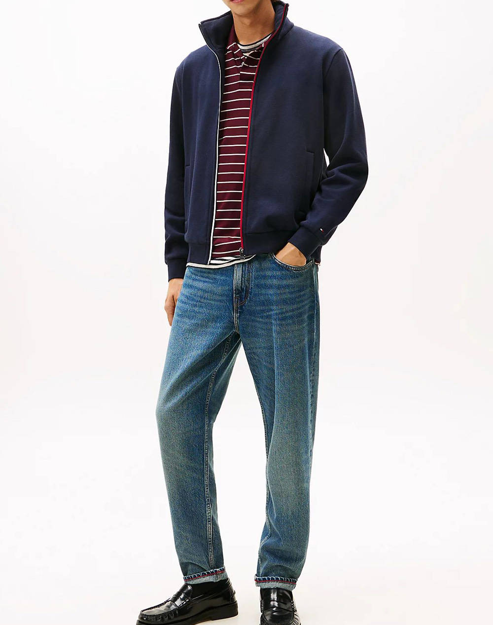 TOMMY HILFIGER GLOBAL STRIPE ZIP THROUGH
