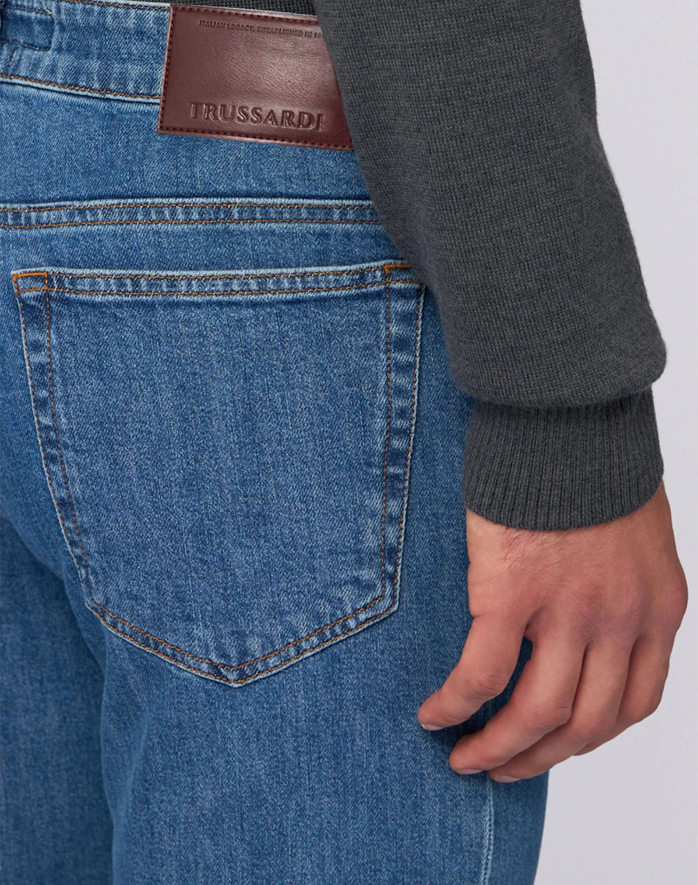 TRUSSARDI JEANS-5 TASCHE 370 CLOSE IN DENIM BABY BLUE STONE WASHED