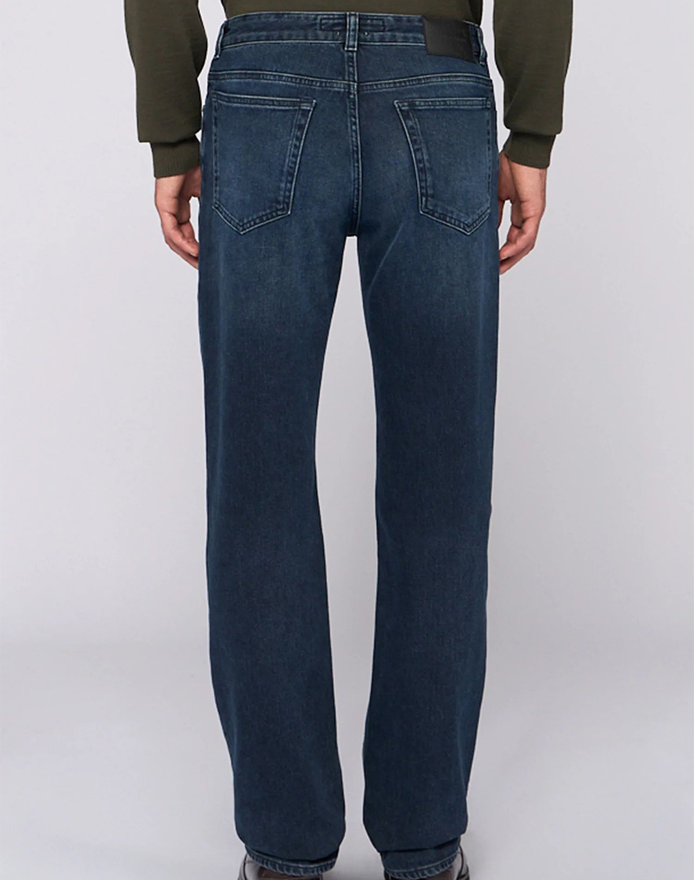 TRUSSARDI JEANS-5 TASCHE 380 ICON IN DENIM BLUE/BLACK STONE WASHED CON TRATTAMENTO CHIMICO