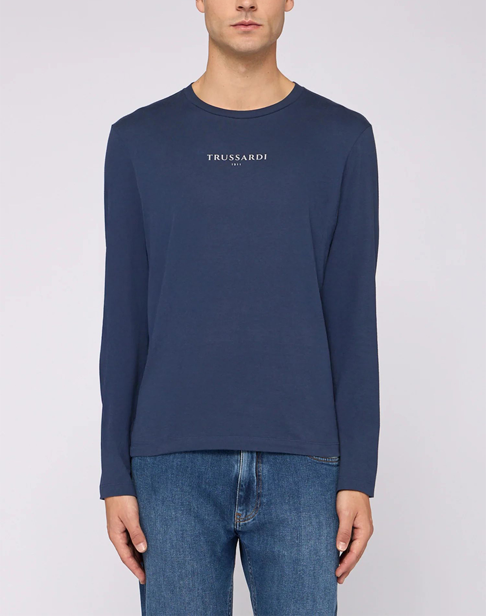 TRUSSARDI T-SHIRT REGULAR FIT A MANICHE LUNGHE CON STAMPA TRUSSARDI