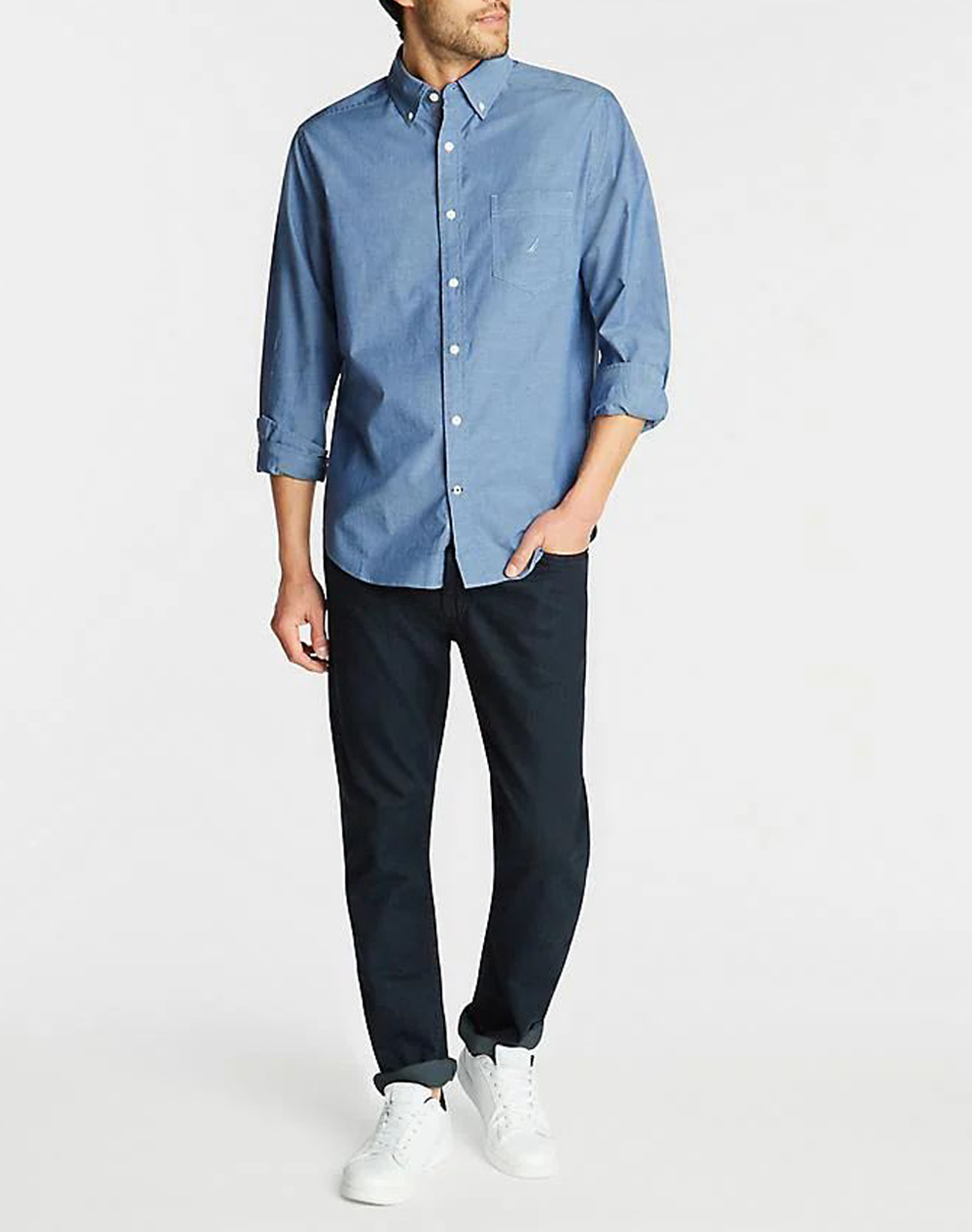 NAUTICA РИЗА MM SUST.L/S TENCEL ANCHOR SOLID