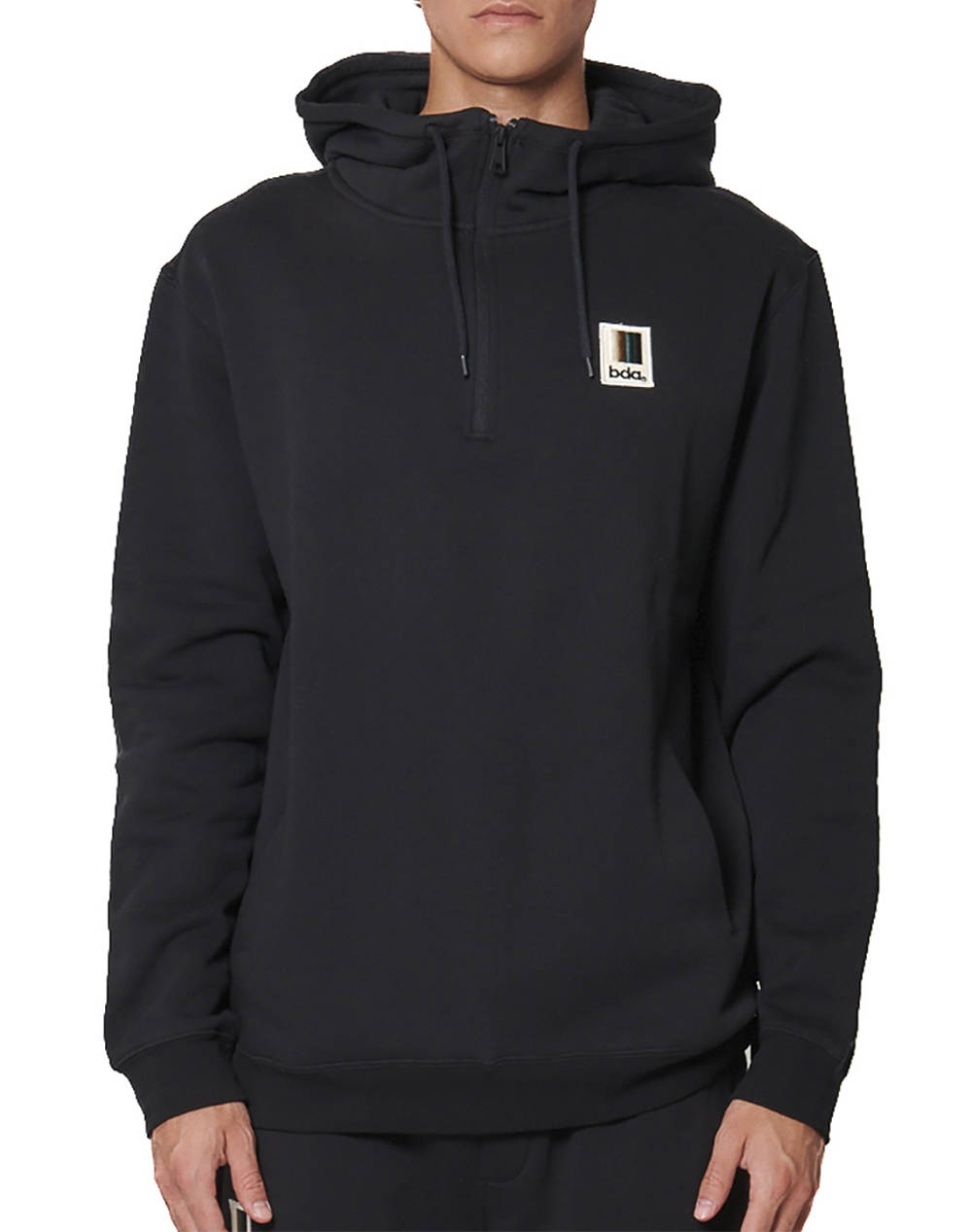 BODY ACTION MENS HALF-ZIP HOODED SWEATSHIRT