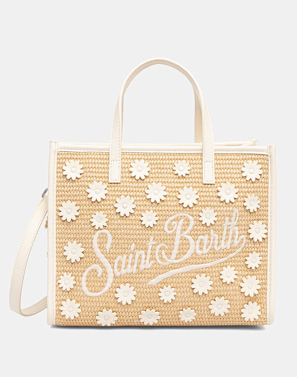 MC2 VIVIAN MID STRAW-HANDBAG WITH STRAP-DAISY MINI PATCH 10 EMB