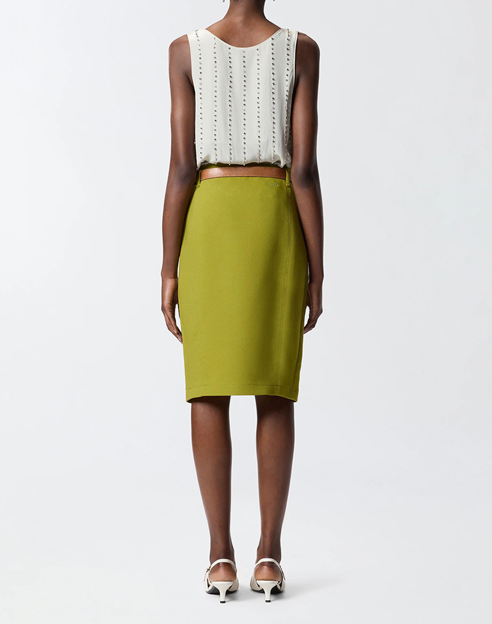 PINKO TESSA TOP FLUIDO RICAMO GESSAT