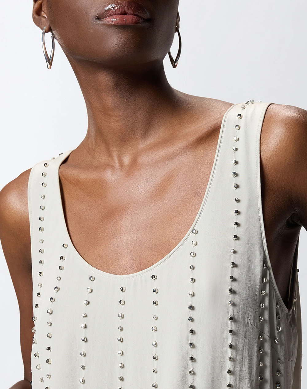 PINKO TESSA TOP FLUIDO RICAMO GESSAT