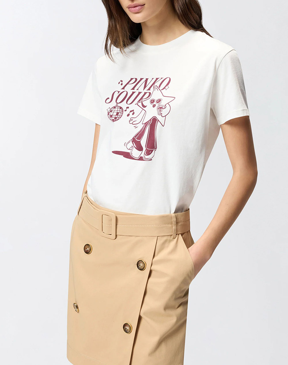 PINKO TRAPANI HIGH TRIM T-SHIRT JERS