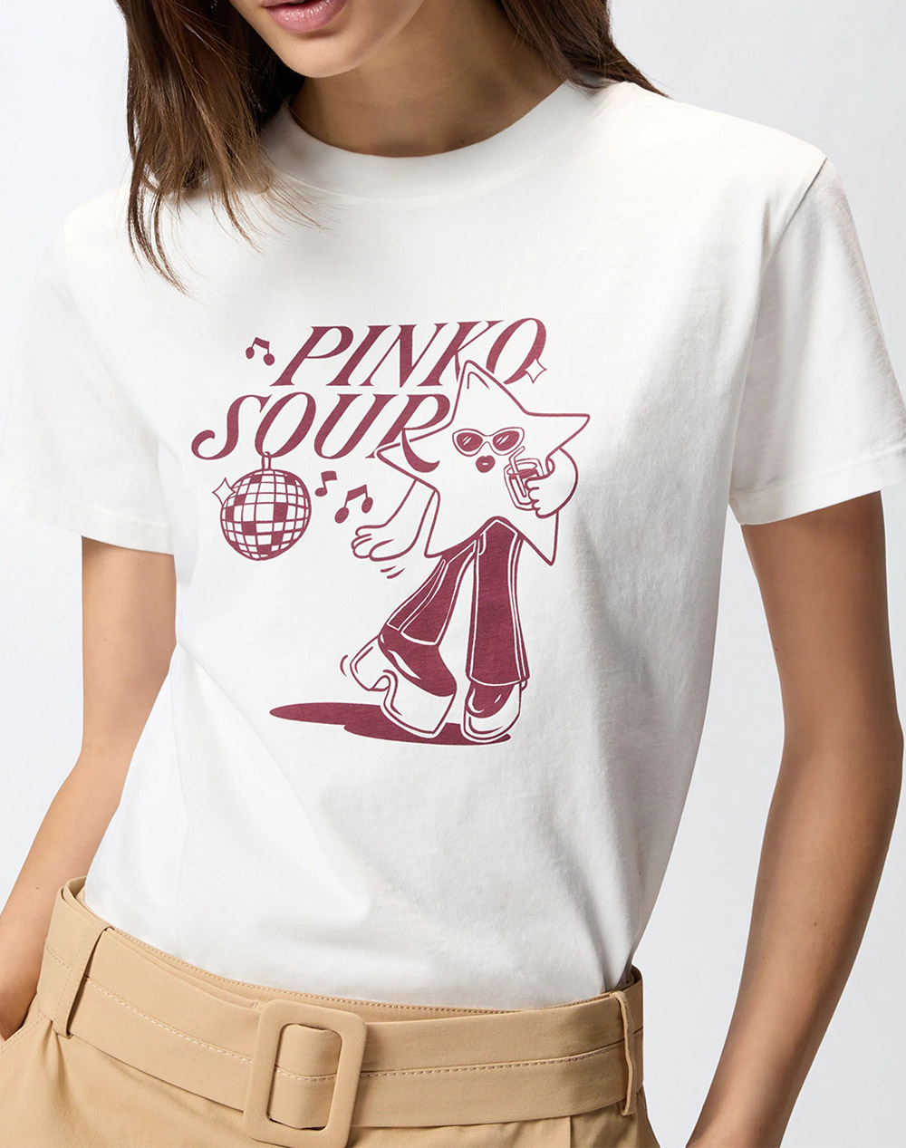 PINKO TRAPANI HIGH TRIM T-SHIRT JERS