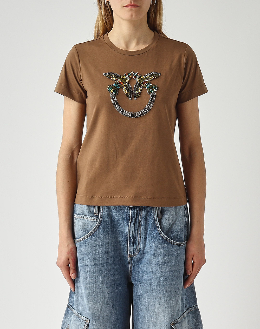 PINKO QUENTIN T-SHIRT JERSEY RICAMO