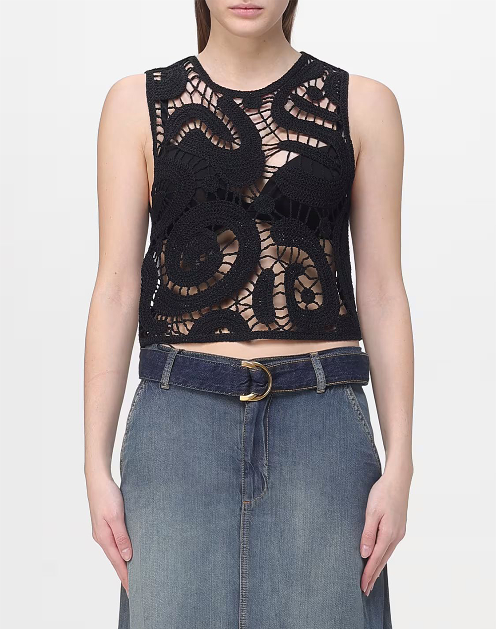PINKO ERUZIONE TOP CROCHET GEOMETRIC