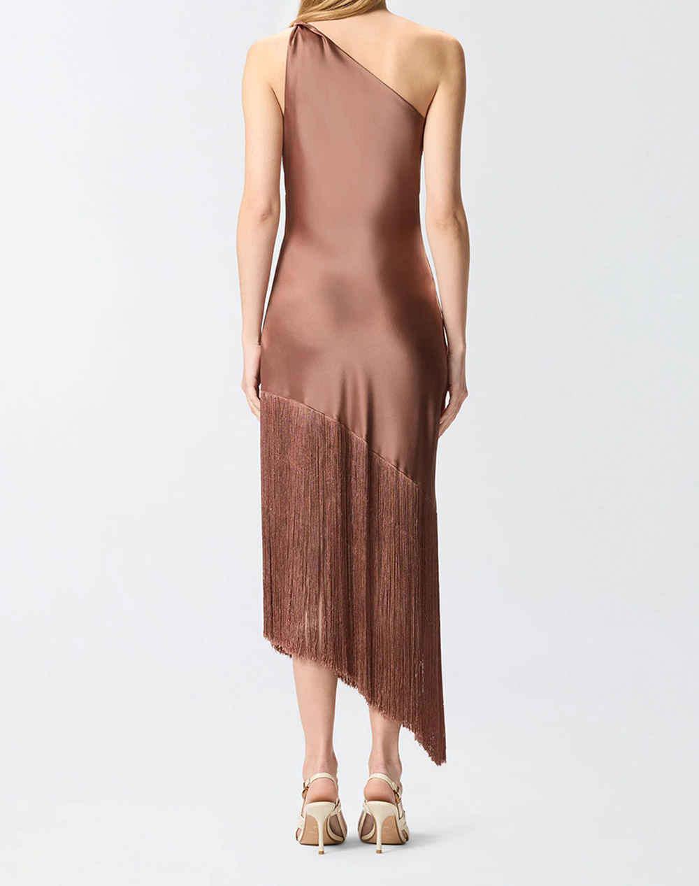PINKO KIWI ABITO SATIN CON FRANGE