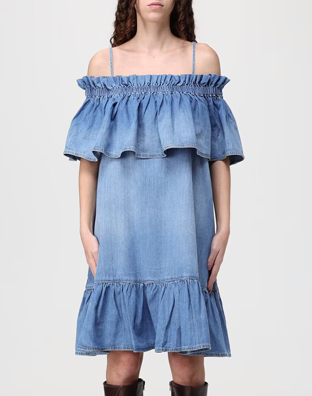 PIN CENACOLO ABITO LIGHT DENIM FLU