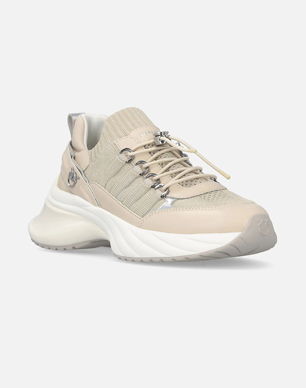 PINKO SHOES ARIEL 34 - SNEAKER CALF LEATHER/KNIT CORDA