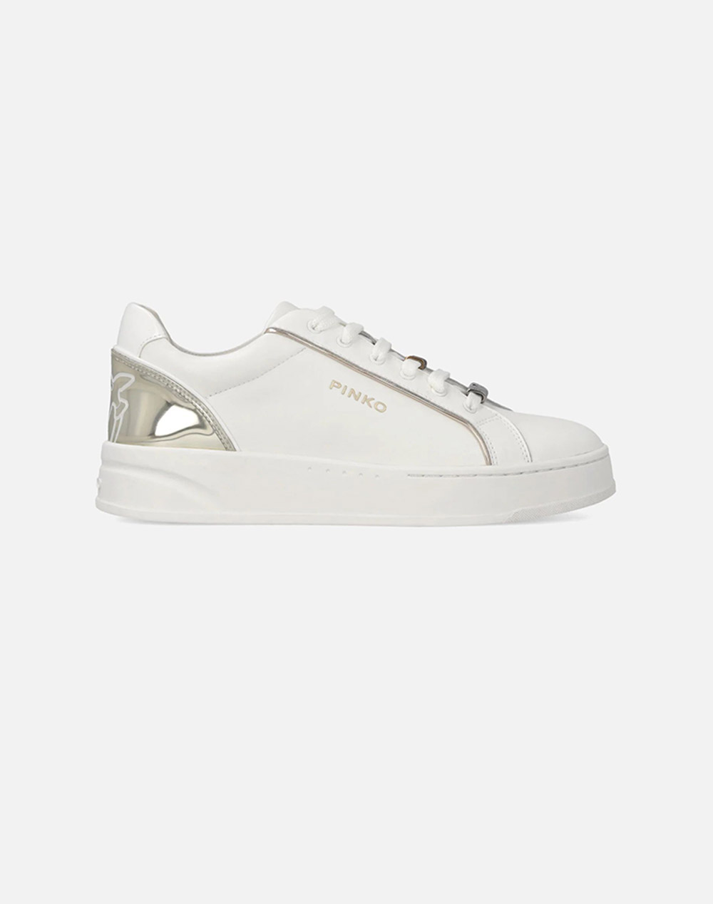 PINKO SHOES IRIS 01 - SNEAKER CALF LEATHER MILK/PLATINUM