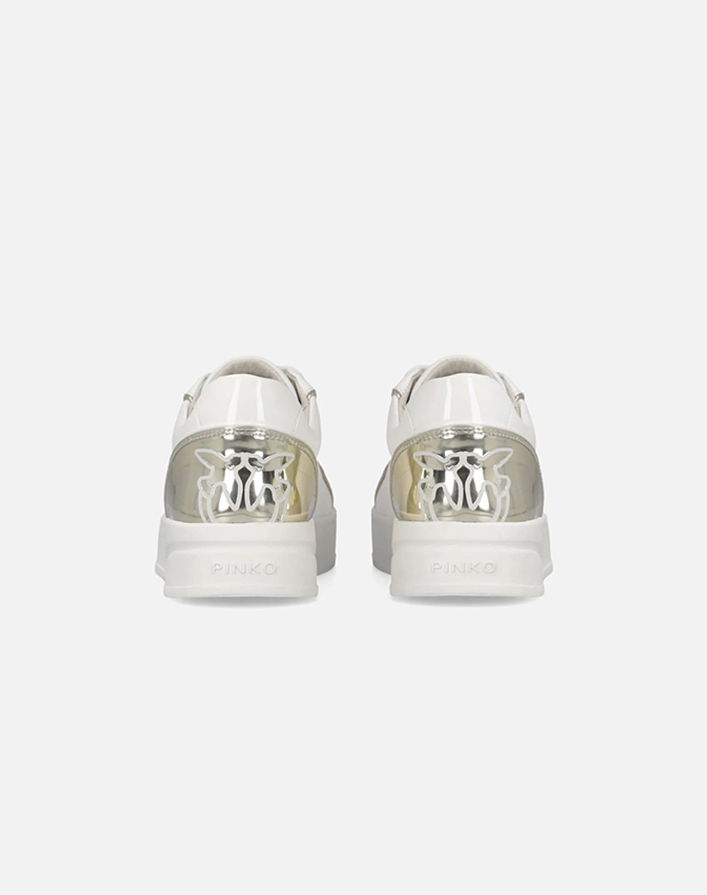 PINKO SHOES IRIS 01 - SNEAKER CALF LEATHER MILK/PLATINUM
