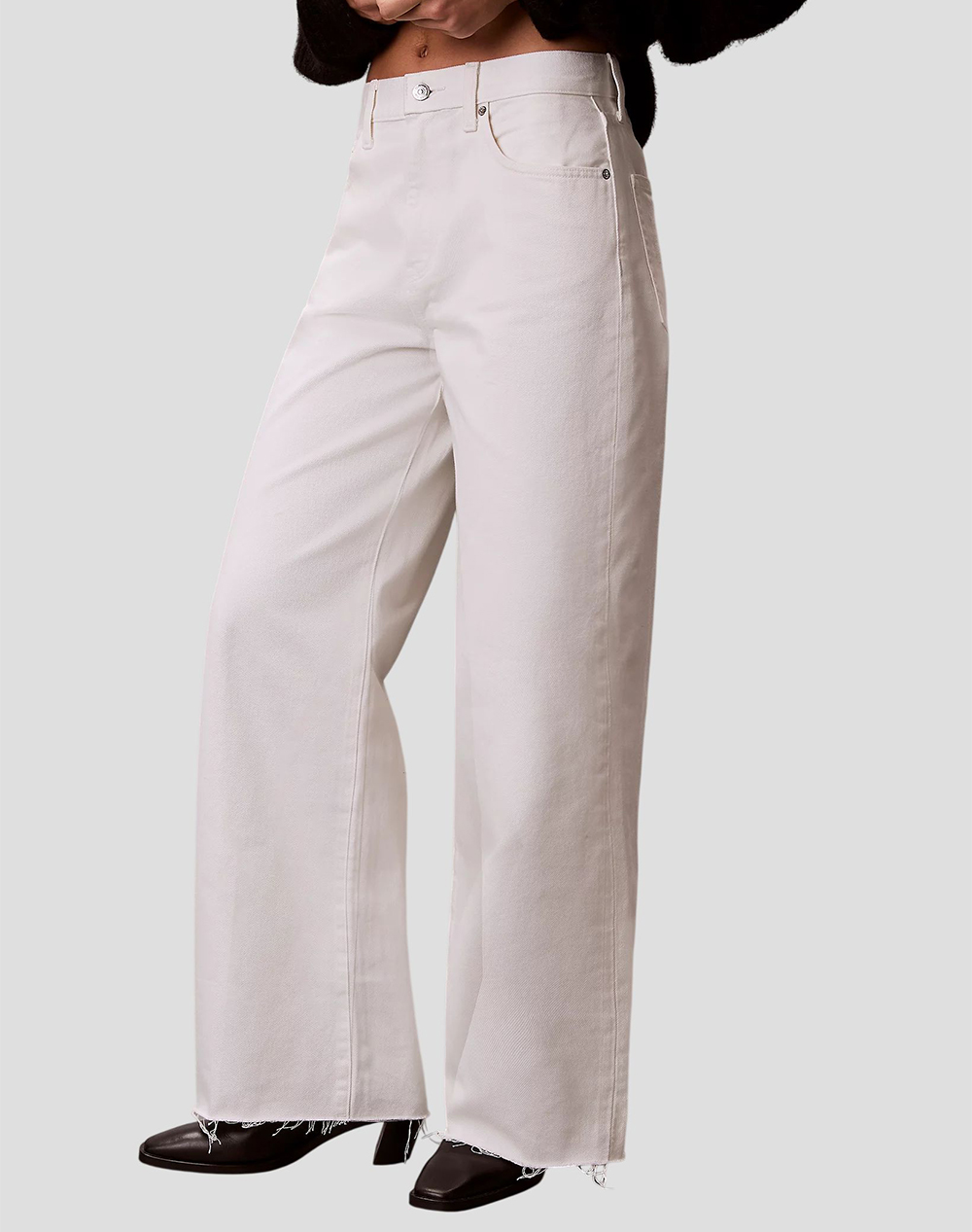 CALVIN KLEIN JEANS THE WIDE LEG RAW HEM CHALK WHITE