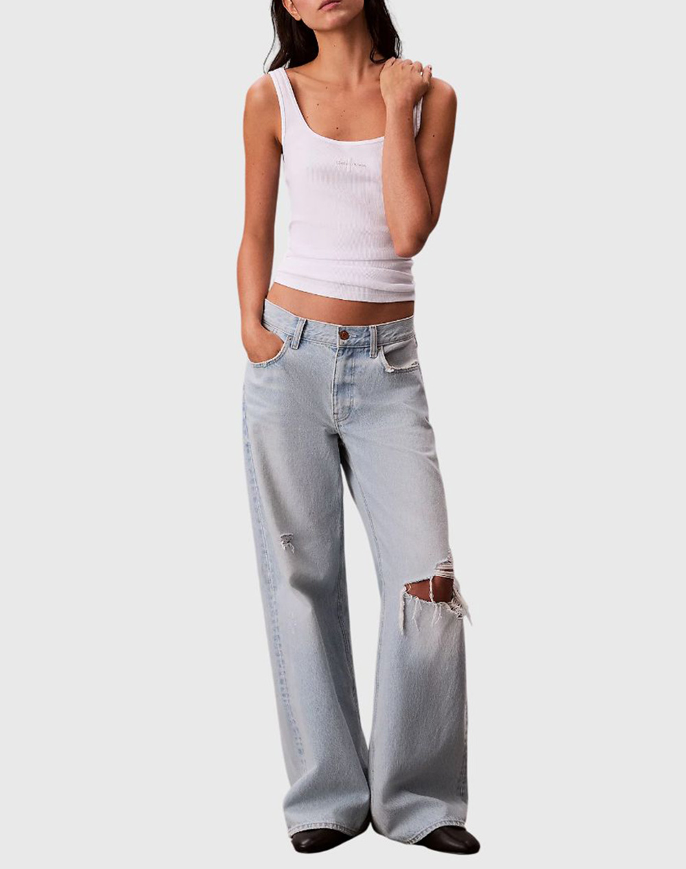 CALVIN KLEIN MONOGRAM SCOOP NK RIB TANK TOP