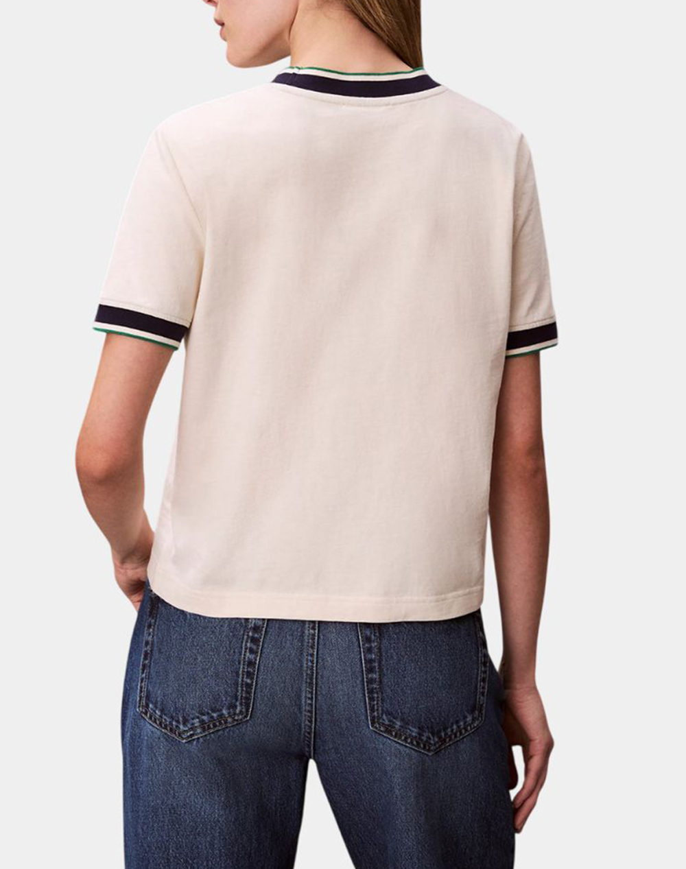 CALVIN KLEIN JEANS SS CTN MONOGRAM STRIPE TRIM TEE