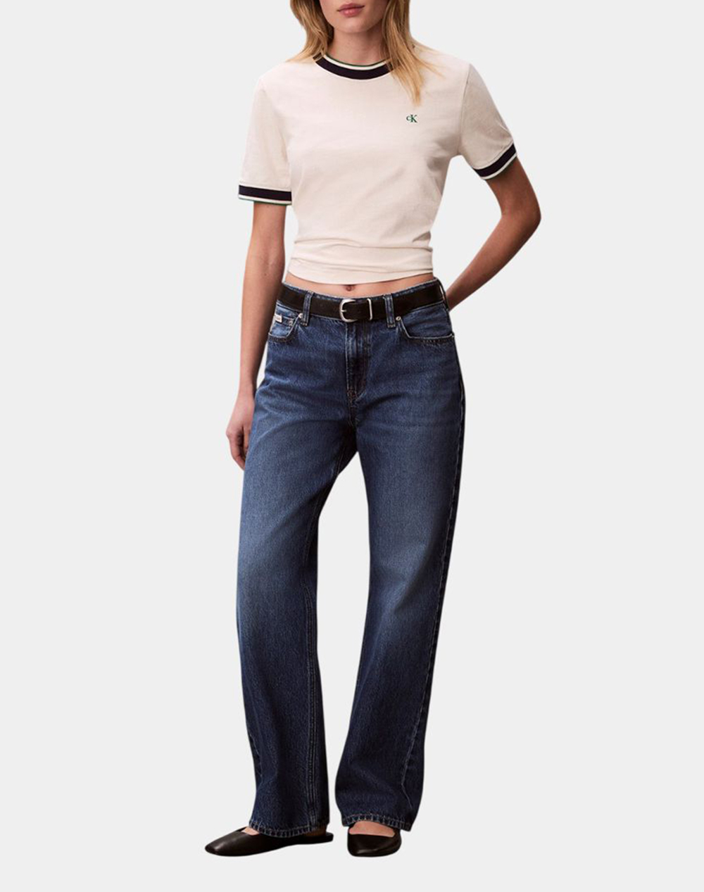 CALVIN KLEIN JEANS SS CTN MONOGRAM STRIPE TRIM TEE