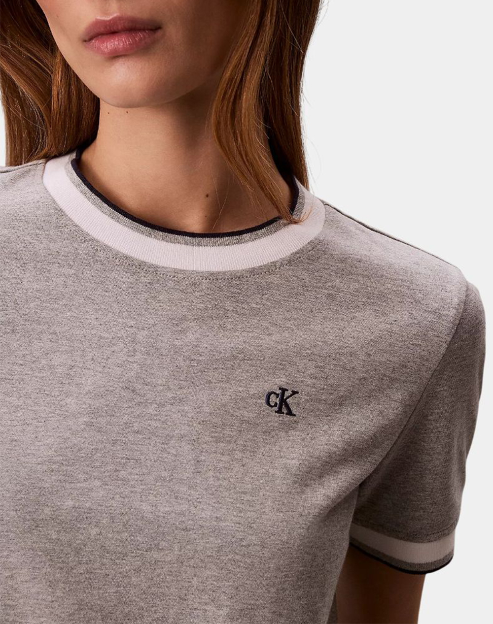 CALVIN KLEIN JEANS SS CTN MONOGRAM STRIPE TRIM TEE