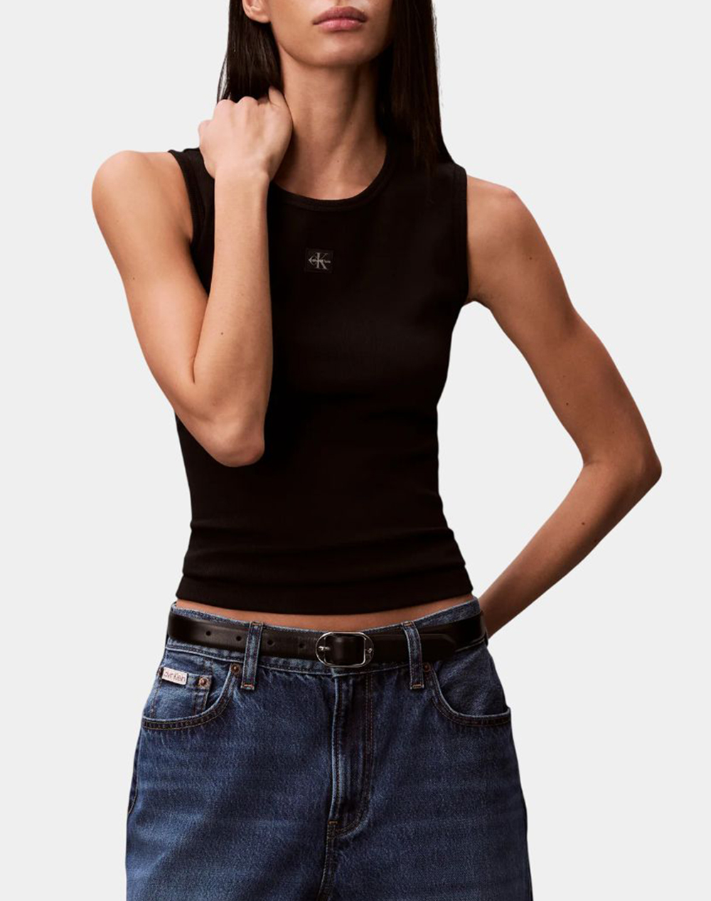CALVIN KLEIN JEANS SL WOVEN LABEL 2X2 BABY RIB CUTO