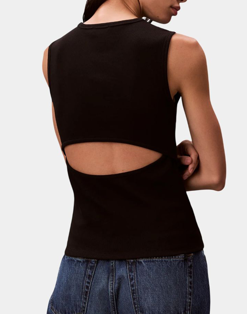 CALVIN KLEIN JEANS SL WOVEN LABEL 2X2 BABY RIB CUTO