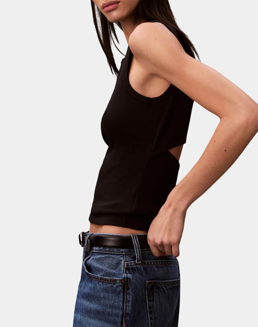 CALVIN KLEIN JEANS SL WOVEN LABEL 2X2 BABY RIB CUTO