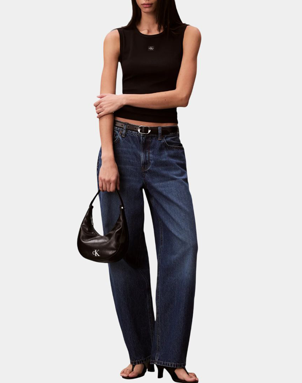 CALVIN KLEIN JEANS SL WOVEN LABEL 2X2 BABY RIB CUTO