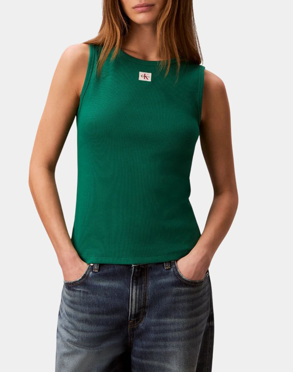 CALVIN KLEIN JEANS SL WOVEN LABEL 2X2 BABY RIB CUTO