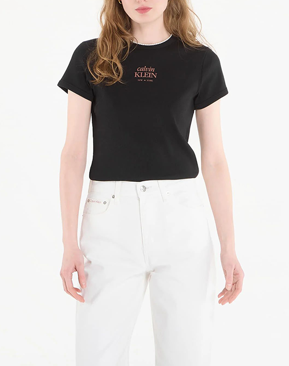 CALVIN KLEIN JEANS SS 2X2 BABY RIB LOGO BABY TEE