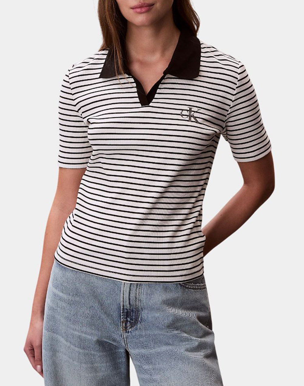 CALVIN KLEIN JEANS MONOLOGO RIB POLO (STRIPE)