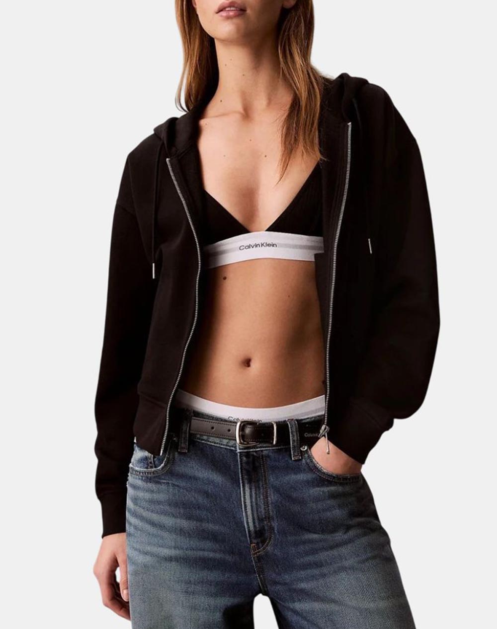 CALVIN KLEIN LS MONOGRAM TERRY CROP RELAXED F