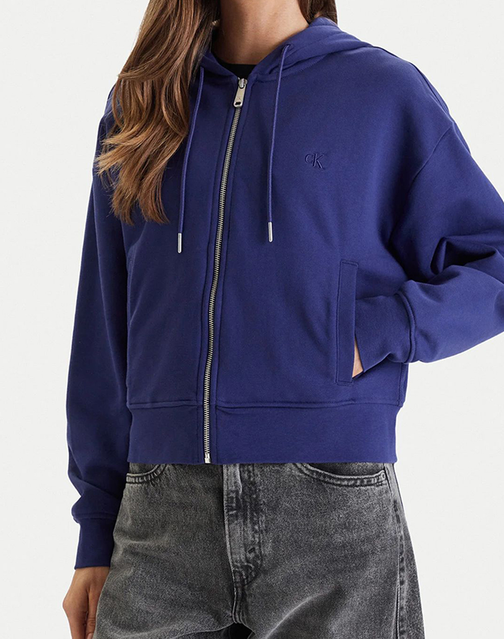 CALVIN KLEIN LS MONOGRAM TERRY CROP RELAXED F