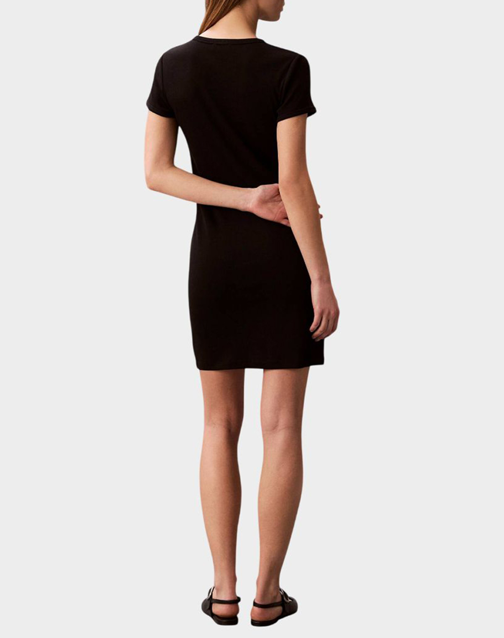 CALVIN KLEIN JEANS SS MONOLOGO BABY RIB MINI DRESS