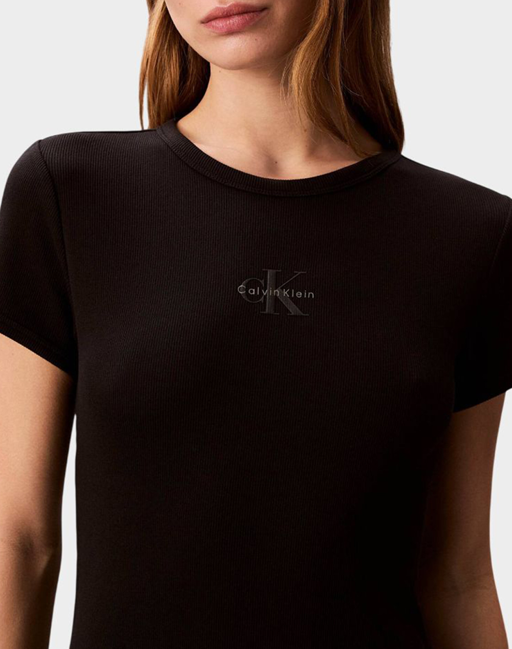 CALVIN KLEIN JEANS SS MONOLOGO BABY RIB MINI DRESS