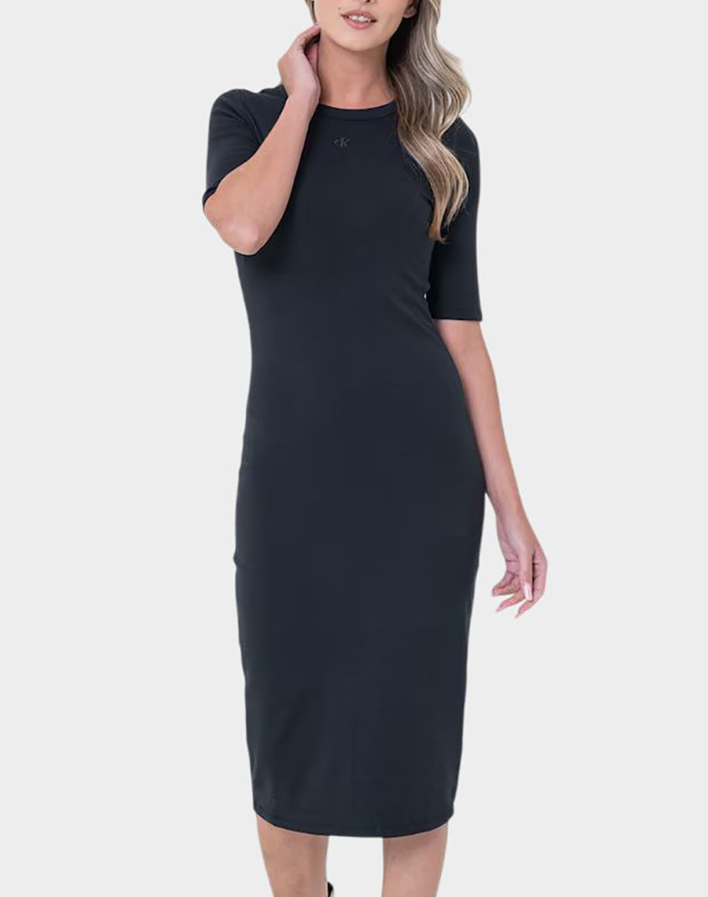 CALVIN KLEIN JEANS HS CTN CONTOUR 1X1 RIB MIDI DRES