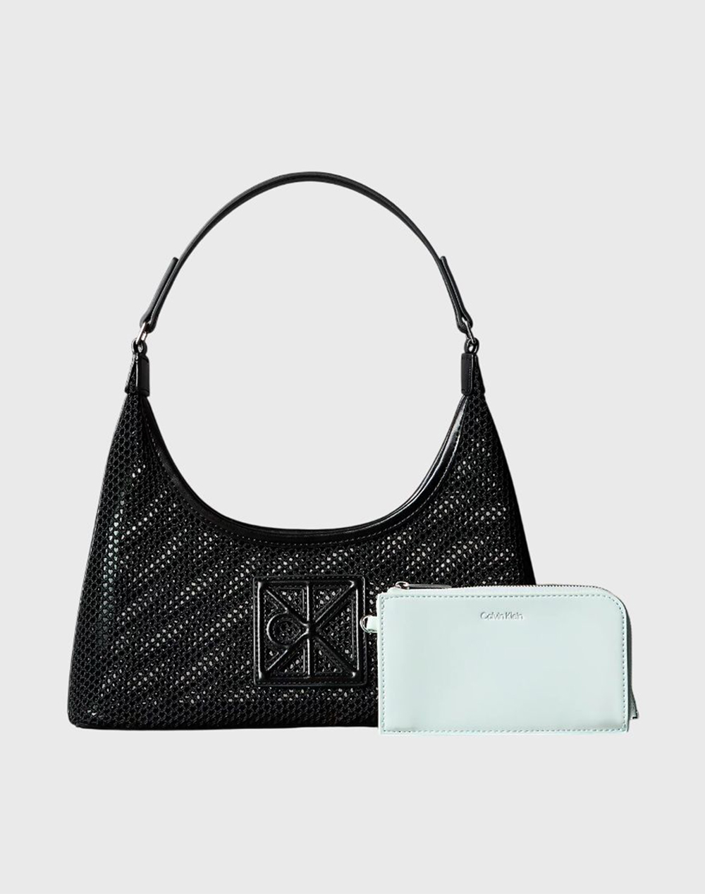 CALVIN KLEIN JEANS EMBLEM MESH SHOULDER BAG