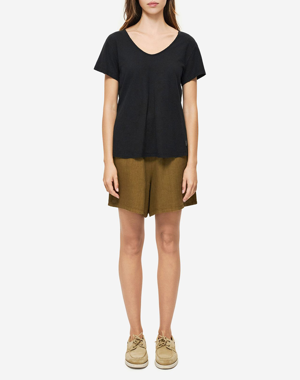 DIRTY LAUNDRY V-NECK LINEN BLEND T-SHIRT