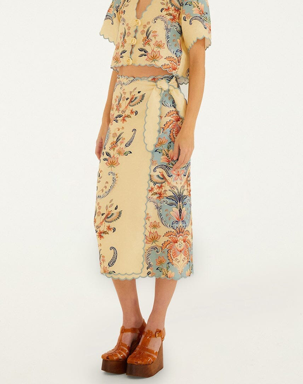 FARM RIO BOHO BEAUTY BUTTER MIDI SKIRT-BOHO BEAUTY BUTTER