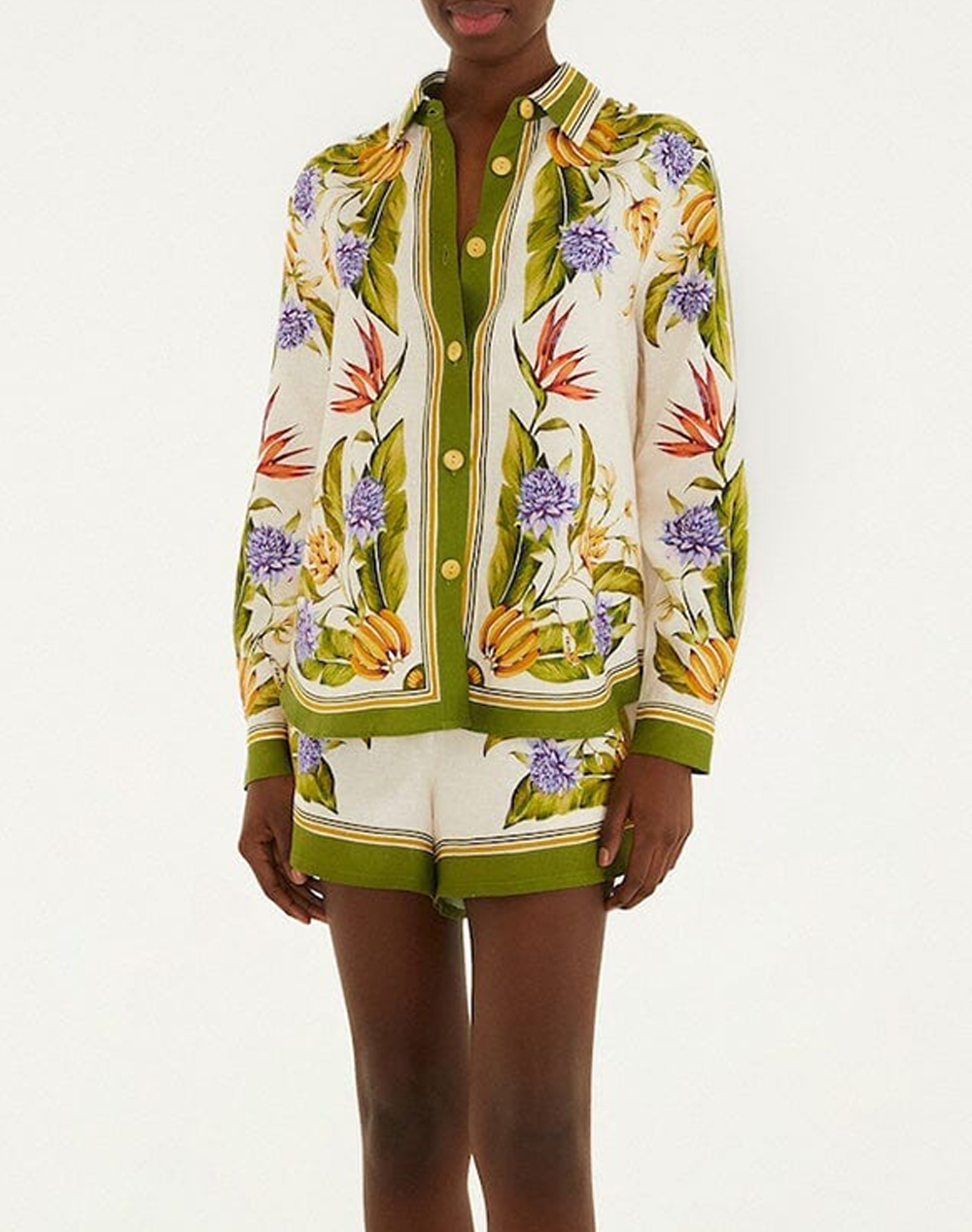 FARM RIO TROPICAL SCARF SAND SHIRT-TROPICAL SCARF SAND