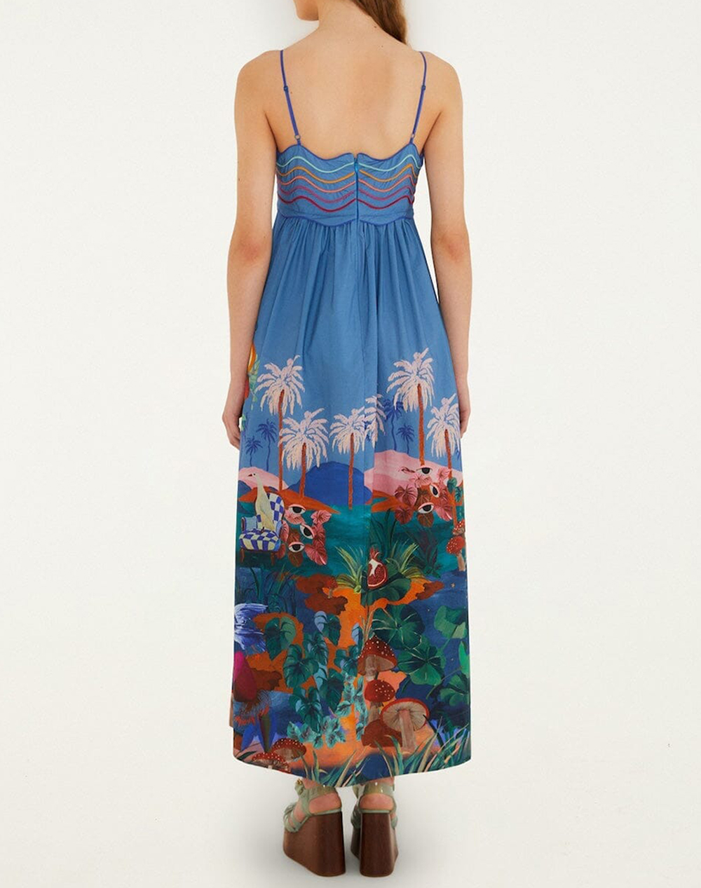 FARM RIO DREAM LANDSCAPE MULTICOLOR SLEEVELESS MAXI DRESS-DREAM LANDSCAPE MULTICOLOR