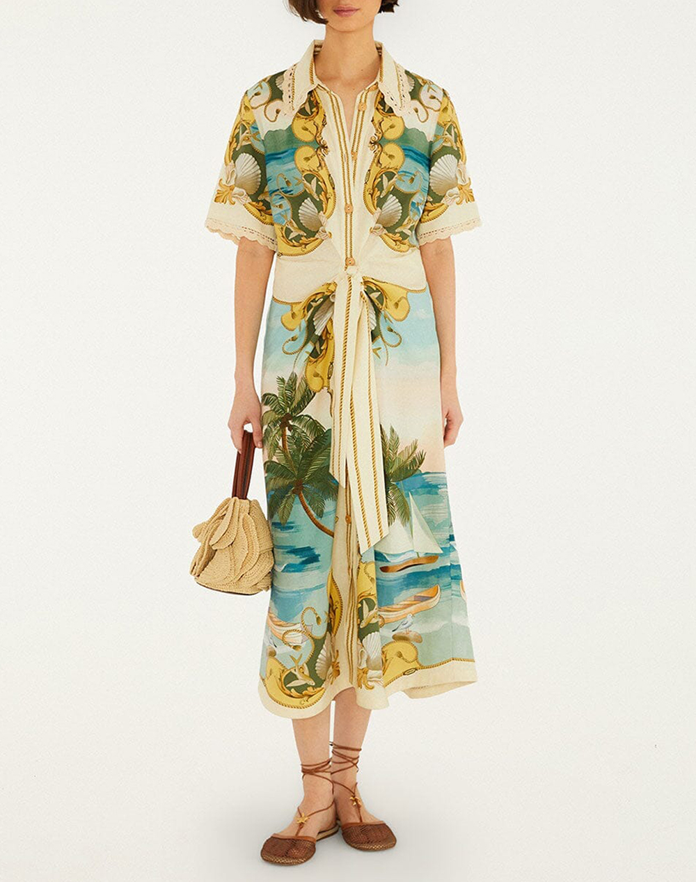 FARM RIO ROYAL SEA MULTICOLOR MIDI DRESS-ROYAL SEA MULTICOLOR