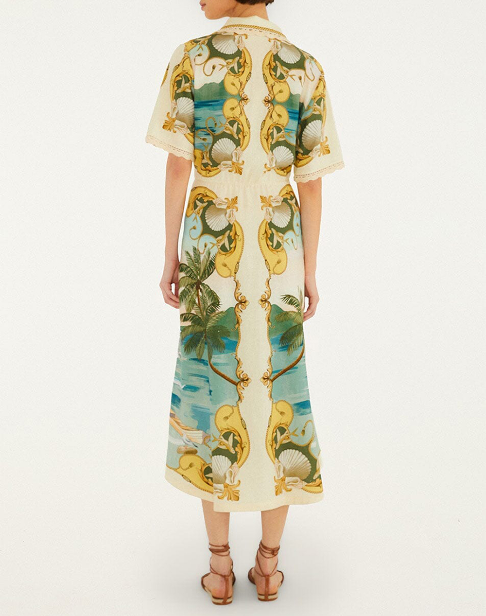 FARM RIO ROYAL SEA MULTICOLOR MIDI DRESS-ROYAL SEA MULTICOLOR
