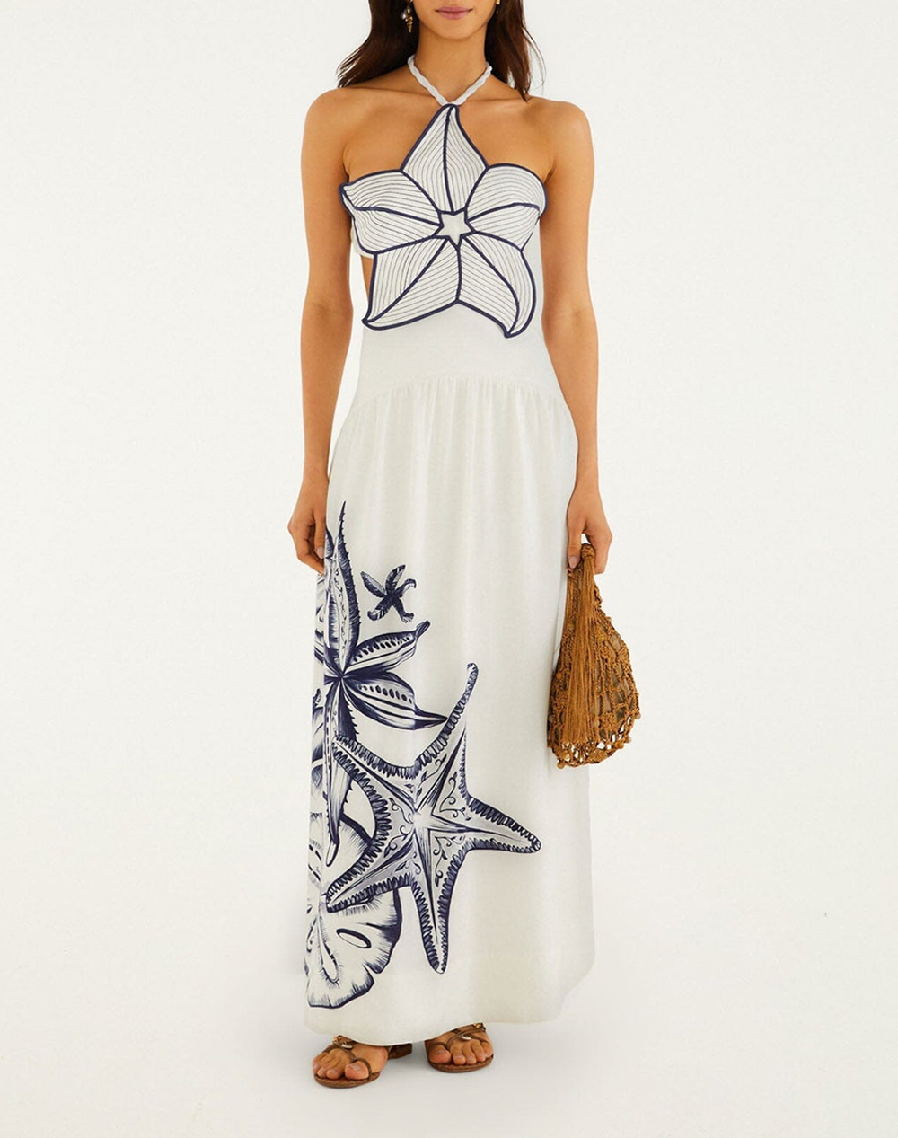 FARM RIO COAST STARS OFF-WHITE MAXI DRESS-COAST STARS OFF-WHITE