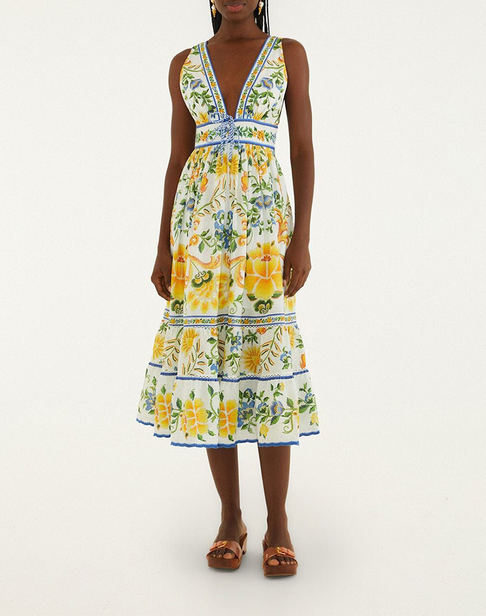 FARM RIO EMILY FLORAL TAPESTRY OFF-WHITE MIDI DRESS-EMILY FLORAL TAPESTRY OFF-WHITE